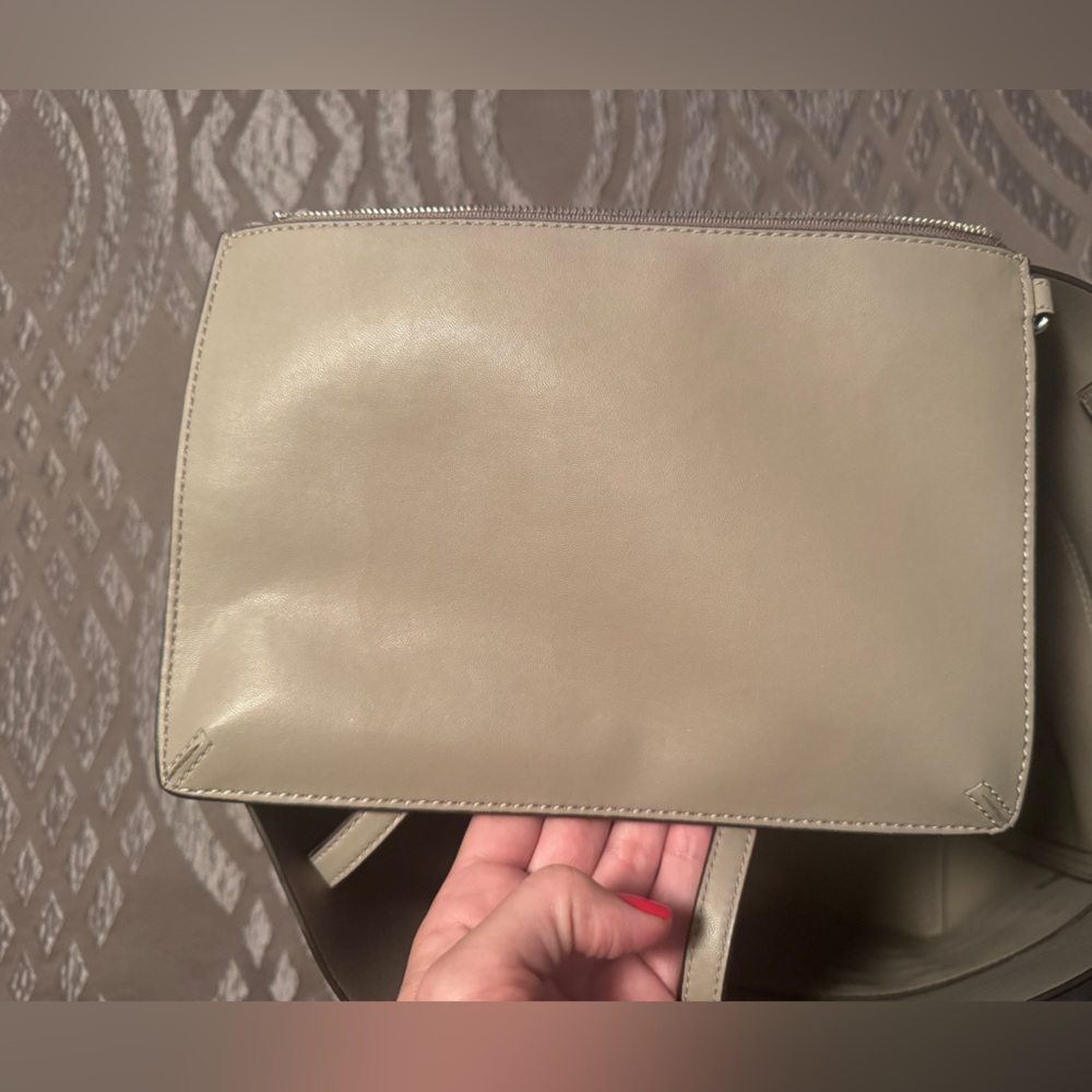 Authentic Tory Burch French Gray Suede and Leather Block T Tote Bag - Picture 9 of 10